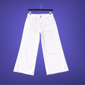 Frame Le Palazzo Crop Wide Leg/Flare Frayed Hem Jeans 32x28 Stretch Denim LNWT